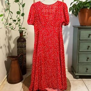 EMILY DANIELS Red & White Polka DotShort Sleeve Dress Size M